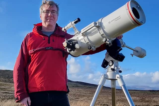Stephen McAllister with his telescope - not the Aldi one. Picture: Stephen McAllister/SWNS
