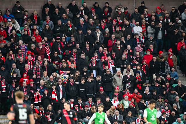 Clydebank fans pack out the away end at Easter Road.