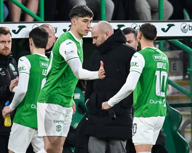 Kieron Bowie's return offers Hibs a big boost says head coach David Gray. Cr: SNS Group.
