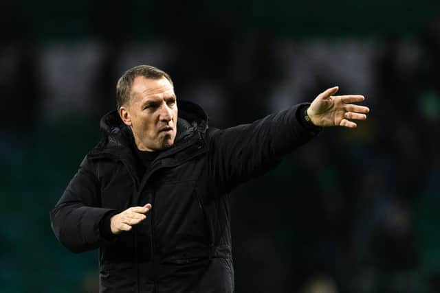 Celtic boss Brendan Rodgers gives instructions from the sidelines.