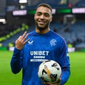 Rangers striker Cyriel Dessers with the match ball having scored a hat-trick in the 5-0 Scottish Cup win over Fraserburgh. (Photo by Rob Casey / SNS Group)