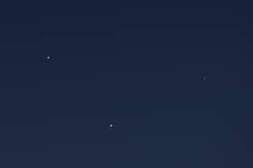 Jupiter, Venus, Mercury and Mars seen in the night sky. There will be seven planets visible in February 2025.