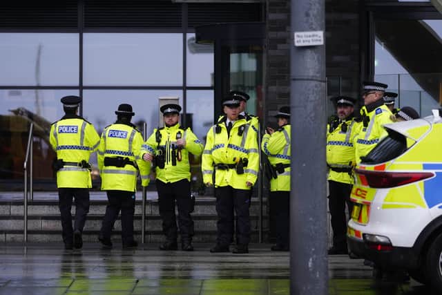 A heavy police presence outside Liverpool Crown Court where Axel Rudakubana, 18, has pled guilty to three counts of murder and ten attempted murders. Picture: Peter Byrne/PA Wire