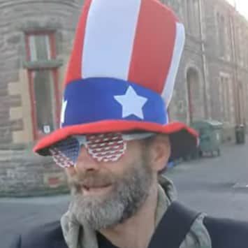 Derick Mackenzie paraded through the streets of Stornoway after Mr Trump's election win. Picture: Derick Mackenzie/YouTube