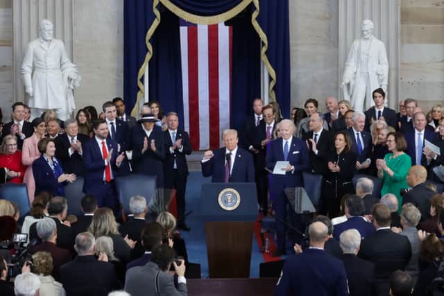 Donald Trump delivers his inaugural address. Picture: Fabrizio Bensch-Pool/Getty Images