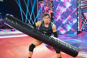 Apollo getting ready for the Gauntlet challenge in Gladiators, on BBC One. Photo: BBC / James Stack / © Hungry Bear Media Ltd