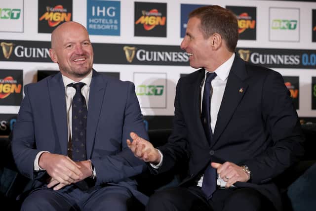 Scotland head coach Gregor Townsend with Italian counterpart Gonzalo Quesada at the Six Nations launch in Rome.