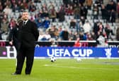 Jimmy Calderwood supervises Aberdeen's pre-match warm up at the Allianz Stadium in 2008 when facing Bayern Munich.