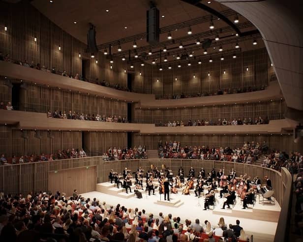 This £114 million scheme to create a 1,000 seat concert hall complete with a multi-purpose space, café and bar connected to the a-listed Dundas House, in Edinburgh's New Town, is set for completion by 2029. 