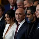 Facebook's Mark Zuckerberg, journalist Lauren Sanchez, Amazon's Jeff Bezos, Google chief executive Sundar Pichai, and SpaceX boss Elon Musk attended the inauguration of US President Donald Trump on Monday (Picture: Julia Demaree Nikhinson/pool)