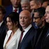 Facebook's Mark Zuckerberg, journalist Lauren Sanchez, Amazon's Jeff Bezos, Google chief executive Sundar Pichai, and SpaceX boss Elon Musk attended the inauguration of US President Donald Trump on Monday (Picture: Julia Demaree Nikhinson/pool)