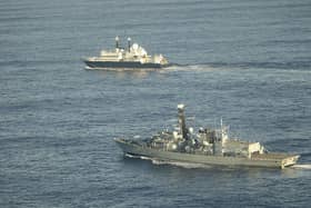 HMS Somerset flanking Russian ship Yantar near UK waters. Picture: Royal Navy/PA Wire