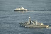 HMS Somerset flanking Russian ship Yantar near UK waters. Picture: Royal Navy/PA Wire