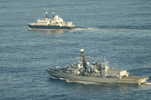 HMS Somerset shadows the Russian spy ship Yantar near UK waters (Picture: Royal Navy)