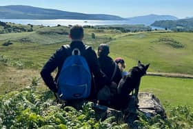 A family enjoying a Hebridean Farm Hike at The Fauld 