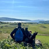 A family enjoying a Hebridean Farm Hike at The Fauld 