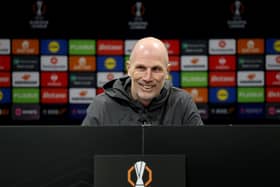 Philippe Clement, Rangers manager, during the press conference at Old Trafford ahead of the Europa League match against Manchester United. (Photo by Carl Recine/Getty Images)