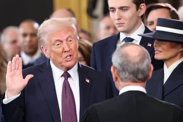 Donald Trump takes the oath of office to become the 47th US president