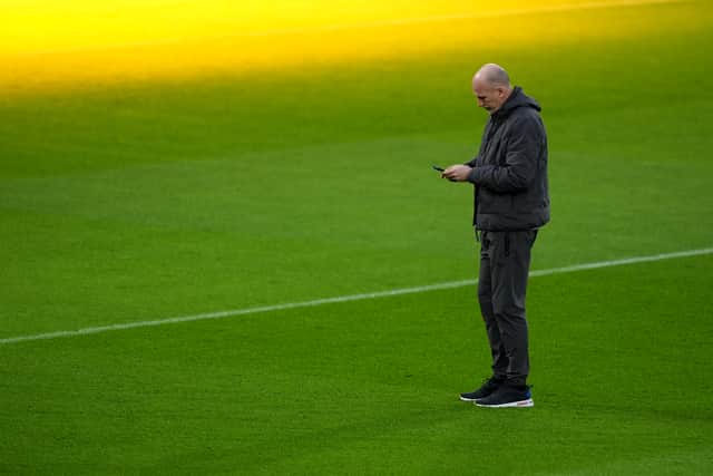 Rangers manager Philippe Clement inspects the pitch before a press conference at Old Trafford, Manchester. Picture date: Wednesday January 22, 2025.