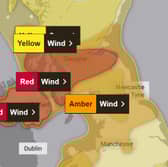 The red warning area that covers much of the Central Belt. Picture: Met Office