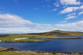 Noss island is a nature reserve and is part of the Shetland Isles archipelago 