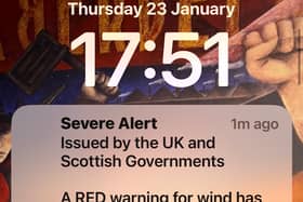 The red alert weather warning was sent to millions of mobile phones
