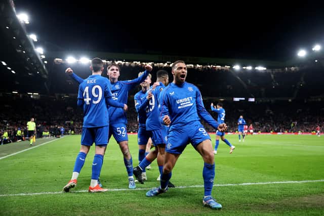 Cyriel Dessers briefly had Rangers level at Old Trafford against Manchester United.