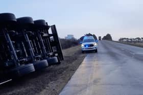 Police Scotland told drivers to avoid the area after vehicles overturned