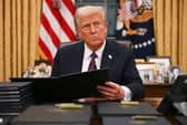Among the executive orders signed by Donald Trump was one entitled 'Defending Women from Gender Ideology and Extremism and Restoring Biological Truth to the Federal Government' (Picture: Jim Watson)