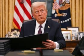 Among the executive orders signed by Donald Trump was one entitled 'Defending Women from Gender Ideology and Extremism and Restoring Biological Truth to the Federal Government' (Picture: Jim Watson)