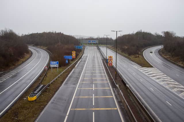 The M8 at Hermiston Gait was all but deserted during morning rush hour. Picture: Lisa Ferguson