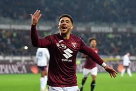 Che Adams of Torino celebrates scoring his team's second goal during the Serie A win over Cagliari. (Photo by Valerio Pennicino/Getty Images)