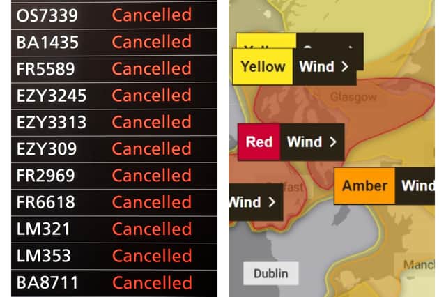 Scores of flights have been cancelled at airports across Scotland