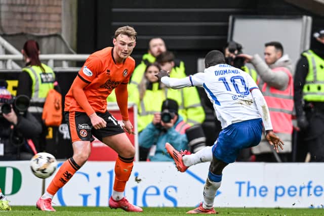 Mohamed Diomande equalises for Rangers against Dundee United.