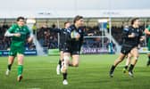 Glasgow Warriors' Sebastian Cancelliere scores a first-half try against Connacht.