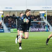Glasgow Warriors' Sebastian Cancelliere scores a first-half try against Connacht.