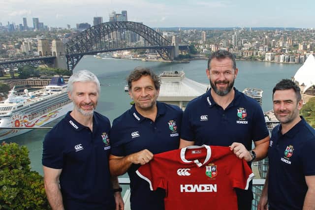 Lions head coach Andy Farrell, second from right, with new appointments Aled Walters, David Nucifora and Vinny Hammond.
