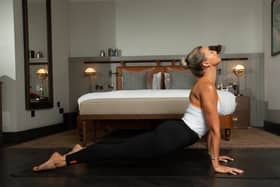 Yoga in a Kimpton room