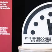 The Doomsday Clock is seen at 89 seconds to midnight, the closest the clock has ever been to midnight in its 78-year history to signal that the world is on a course of unprecedented risk.