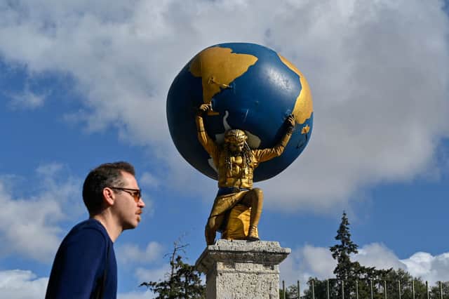 Atlas, a titan in Greek mythology, was said to hold up the heavens or the sky on his shoulders (Picture: Louisa Gouliamaki)