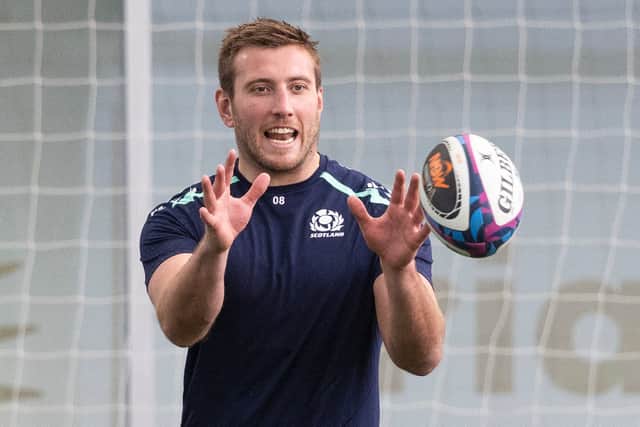 Matt Fagerson during a Scotland training session at Oriam ahead of the Italy match.