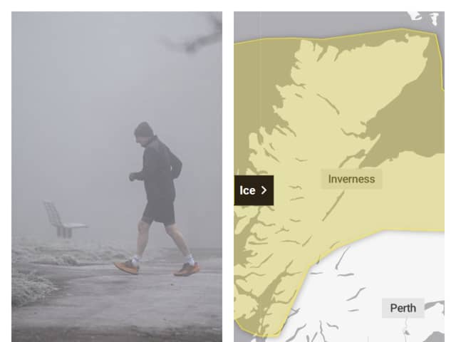 The Met Office has issued a yellow weather warning for ice
