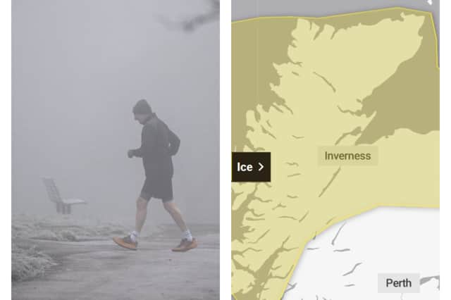 The Met Office has issued a yellow weather warning for ice