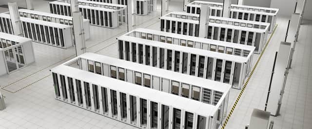 An image of Nvidia's DGX SuperPOD AI data centre infrastructure, which uses A100 GPUs.