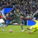 Celtic's Adam Idah (centre) scores their side's second goal of the game during the UEFA Champions League, league stage match at Villa Park, Birmingham. Picture date: Wednesday January 29, 2025.