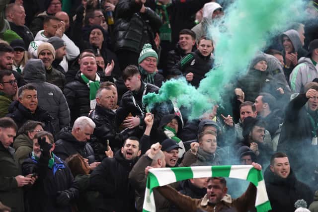 Celtic fans lit flares and smoke bombs during the 4-2 defeat to Aston Villa. (Photo by Julian Finney/Getty Images)