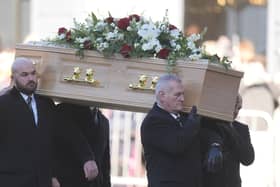 The coffin of Lord John Prescott is carried into Hull Minster, Kingston upon Hull, Yorkshire for his funeral service. Picture: Danny Lawson/PA Wire