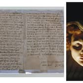 The last letter written by Mary Queen of Scots, six hours before her execution in 1587 (left), and a death mask of the doomed monarch. PIC: NLS/Getty.