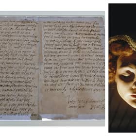 The last letter written by Mary Queen of Scots, six hours before her execution in 1587 (left), and a death mask of the doomed monarch. PIC: NLS/Getty.
