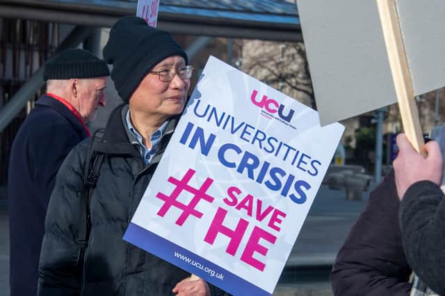 Rally at the Scottish Parliament over higher education cuts